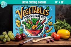 Glass Cutting Boards Kitchen | Angry vegetables Product Image 1