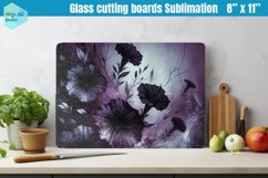 Glass Cutting Boards Kitchen | Black flowers Product Image 1