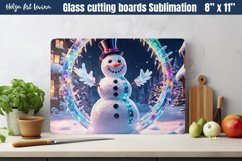 Christmas Glass Cutting Boards Kitchen | Snowman Product Image 1