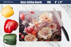 3D Flowers Glass Cutting Boards | Kitchen Chopping Board Product Image 1