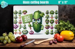 Glass Cutting Boards Kitchen | Angry vegetables Product Image 1