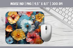 3d Bright Glass Flowers Mouse Pad | Sublimation Design PNG Product Image 1
