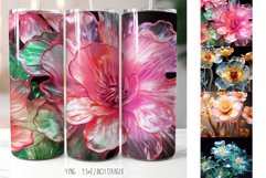 3d Glass FlowersTumbler Sublimation Product Image 2