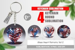 Keychain Glass Heart Patriotic Product Image 1