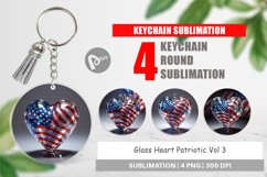 Keychain Glass Heart Patriotic Product Image 1