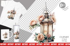 Watercolor Glass Lantern Clipart Product Image 1
