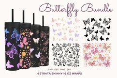 Butterfly Bundle SVG Full Wraps Strata Skinny Tumbler 16 oz Product Image 1
