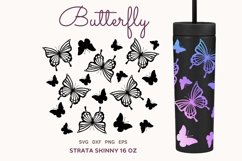 Butterfly Bundle SVG Full Wraps Strata Skinny Tumbler 16 oz Product Image 6