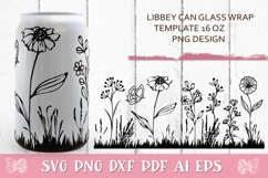Glass Can Wrap Coffee. Flowers SVG. Libbey Glass Can. Product Image 1
