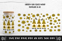 Glass Can Wrap Sunflower Gnome SVG. Libbey Glass Full Wrap. Product Image 1
