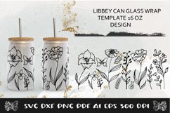 Can Glass Wrap Flower SVG. Libbey Glass Can Full Wrap. Product Image 1