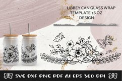 Glass Can Wrap Flowers SVG. Libbey Glass Can Full Wrap. Product Image 1