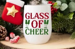 Glass Of Cheer SVG ,Christmas Wine SVG Design Product Image 3