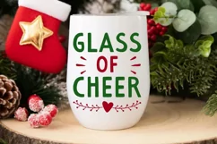 Glass Of Cheer SVG ,Christmas Wine SVG Design Product Image 3