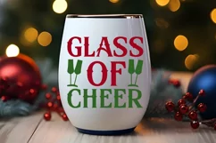 Glass Of Cheer SVG ,Christmas Wine SVG Design Product Image 2