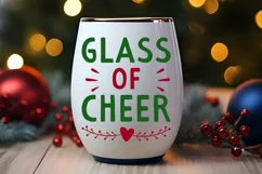 Glass Of Cheer SVG ,Christmas Wine SVG Design Product Image 2