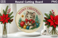 Vintage Christmas Kitchen | Round Cutting Board Sublimation Product Image 1
