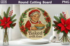 Vintage Christmas Kitchen | Round Cutting Board Sublimation Product Image 1