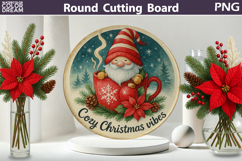 Vintage Christmas Kitchen | Round Cutting Board Sublimation Product Image 1
