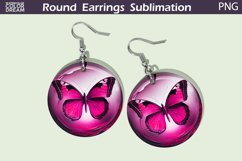 Butterfly Round Earrings | Pink Butterfly Earrings Product Image 1
