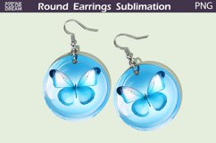 Butterfly Round Earrings | Blue Butterfly Earrings Product Image 1