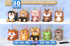 Animal Glasses and Pencil Holders Laser Cut Bundle, Kids SVG Product Image 1