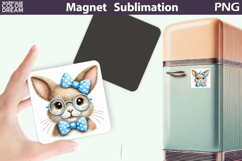 Easter Cute Bunny Magnet | Spring Glasses Animal Sublimation Product Image 1
