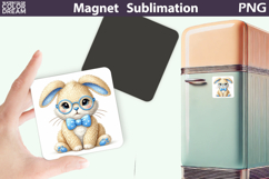 Easter Cute Bunny Magnet | Spring Glasses Animal Sublimation Product Image 1