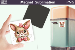 Easter Cute Bunny Magnet | Spring Glasses Animal Sublimation Product Image 1
