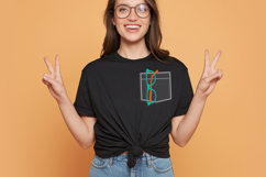 Mock Pocket with Glasses Applique Embroidery