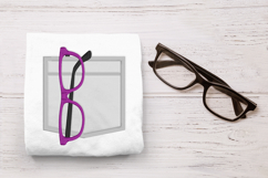 Mock Pocket with Glasses Applique Embroidery