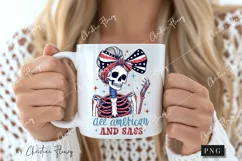 All American And Sass Skeleton Patriotic PNG | 4th Of July Product Image 2