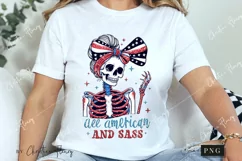 All American And Sass Skeleton Patriotic PNG | 4th Of July Product Image 3