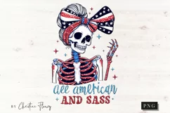 All American And Sass Skeleton Patriotic PNG | 4th Of July Product Image 4