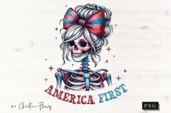 America First Skeleton Patriotic PNG | 4th Of July PNG Product Image 3