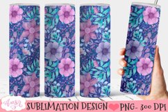Glitter and flowers 20oz tumbler wrap PNG design Product Image 1