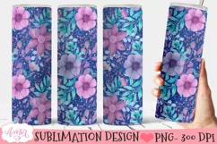 Glitter and flowers 20oz tumbler wrap PNG design Product Image 1