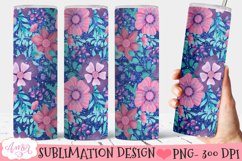 Glitter and flowers 20oz tumbler wrap sublimation PNG Product Image 1