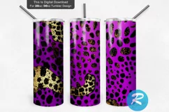 20 oz tumbler design,hot pink,glitter leopard,skinny tumbler,sublimation design,tapered wrap design,tumbler png,tumbler template,warped wrap design,digital download,gold border,waterslide,Purple glitter tumbler,