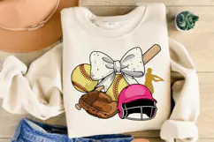 Baseball Coquette PNG, Vintage Baseball Bow PNG Product Image 2