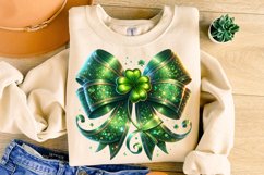 St Patrick&#039;s Day Coquette Bow PNG, St Patricks Day Bow PNG Product Image 3