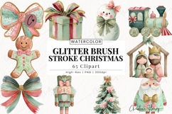 Brush Stroke Christmas Clipart Bundle - 65 Elements Product Image 1