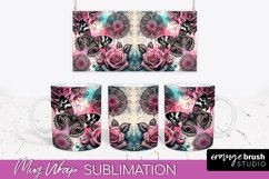 Butterfly Mug Wrap - Flowers Mug Sublimation Design Product Image 1