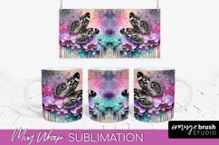 Butterfly Mug Wrap - Flowers Mug Sublimation Design Product Image 1