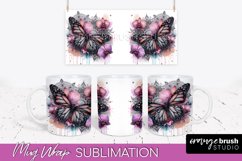 Butterfly Mug Wrap - Flowers Mug Sublimation Design Product Image 1