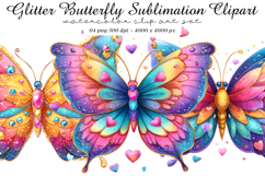 Glitter butterfly sublimation clipart Product Image 1