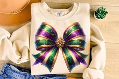 Mardi Gras Coquette Bow PNG, Mardi Gras Sublimation, Bow PNG Product Image 1