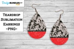 Glitter Cowhide Earrings - Teardrop Sublimation Earrings Product Image 1