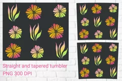 Glitter flowers black sublimation tumbler wrap 20 Oz Product Image 2