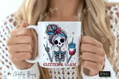Glitter & Glam Skeleton Patriotic PNG | 4th Of July PNG Product Image 2